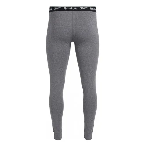 Reebok ▫️ Calções compridos Charcoal para homem, camada base elástica de algodão, roupa interior térmica com cintura da marca 2