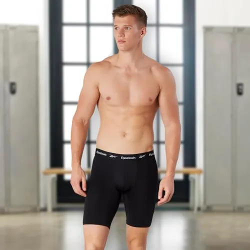Reebok ▫️ Hogan - Cuecas desportivas respiráveis para homem (3 unidades), cores: preto, branco, cinzento mesclado, preto, tamanho XL para homem (conjunto de 3) 2