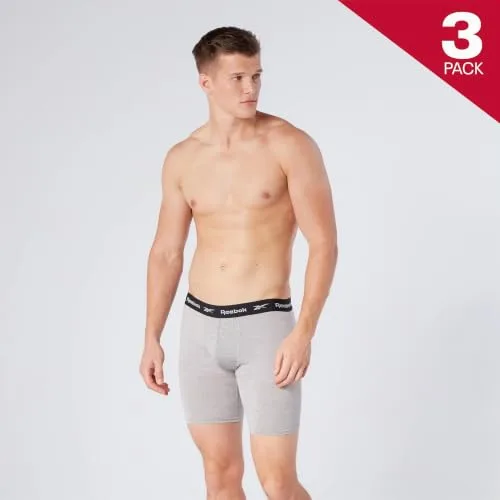 Reebok ▫️ Hogan - Cuecas desportivas respiráveis para homem (3 unidades), cores: preto, branco, cinzento mesclado, preto, tamanho XL para homem (conjunto de 3) 4