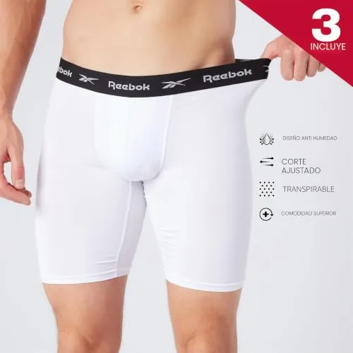 Reebok ▫️ Hogan - Cuecas desportivas respiráveis para homem (3 unidades), cores: preto, branco, cinzento mesclado, preto, tamanho XL para homem (conjunto de 3) 7