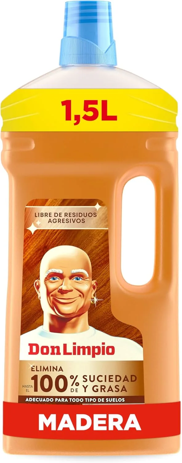 DON LIMPIO ▫️ Don Clean Limpador de Chão de Madeira Líquido 1,5 l com Óleo de Casca de Laranja PH Seguro para Chão de Madeira