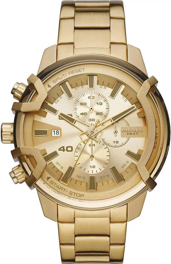 Relógio Griffed Diesel para homem, movimento cronógrafo de quartzo com bracelete em aço inoxidável