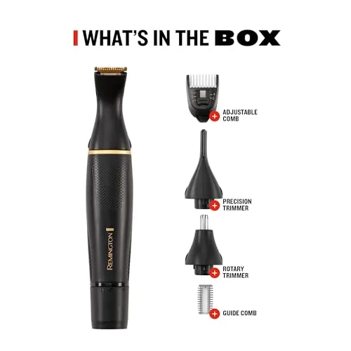 Remington ▫️ Kit de detalhe T-Series para corte de pêlos do nariz e das orelhas, aparador de pêlos do nariz, das orelhas, das sobrancelhas e da barba, aparador vertical e rotativo, 2 pentes, lâmina de precisão e pente ajustável - NE7000 6