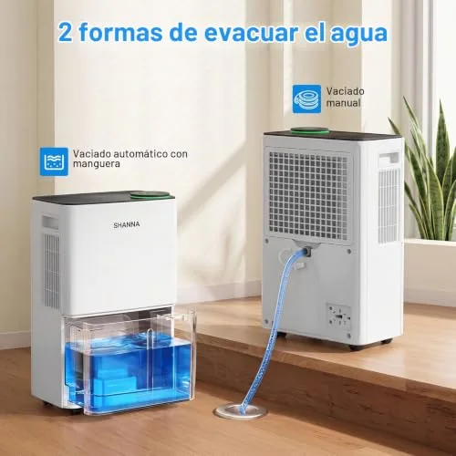 SHANNA ▫️ Desumidificador de 15 L para uso doméstico, até 40 m², com desligamento automático. Ideal para casas de banho, quartos e caves. Refrigerante R290. Substituição gratuita no prazo de 1 ano e garantia de 10 anos. 4