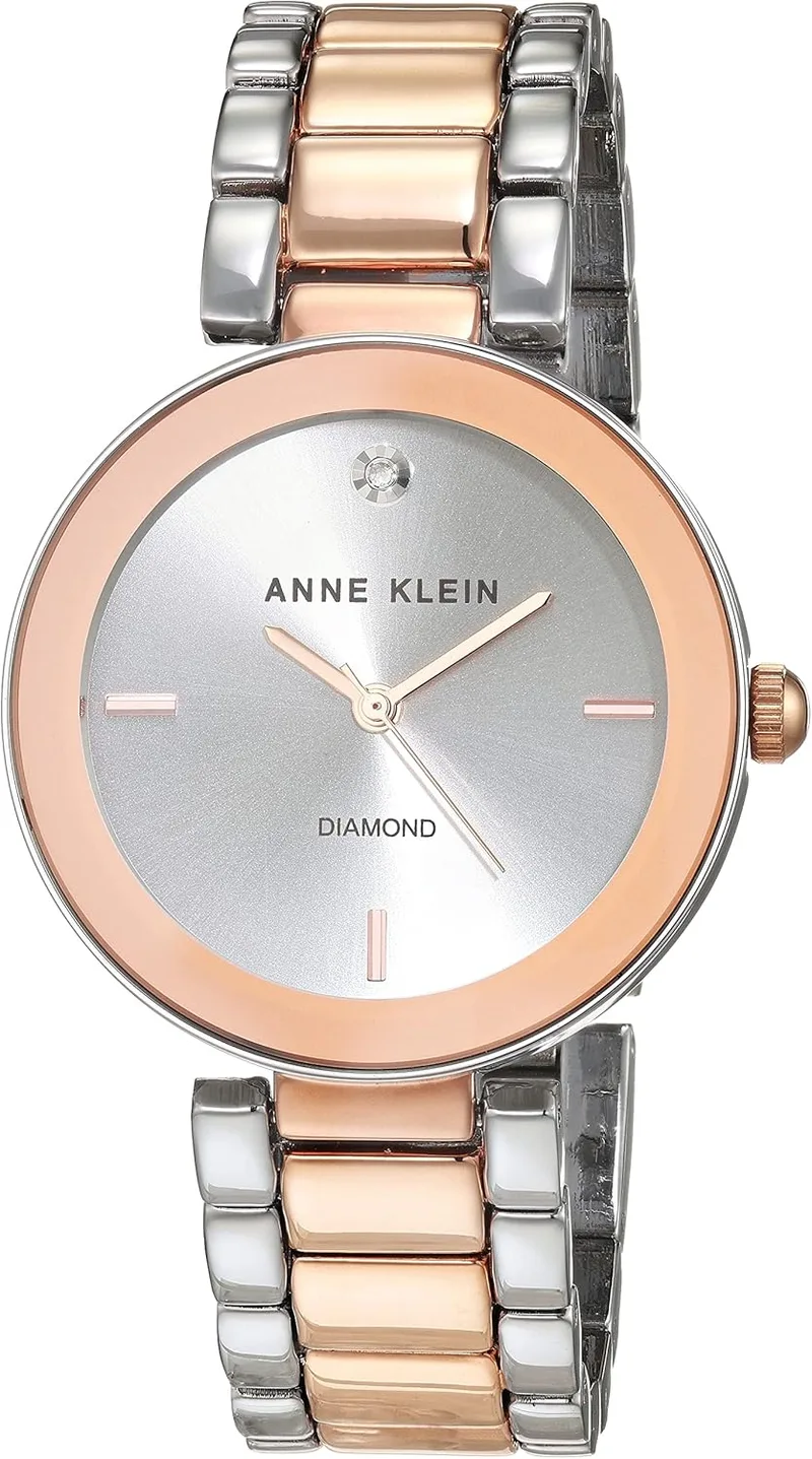 Anne Klein ▫️ Relógio de pulso com mostrador de diamante genuíno para mulher