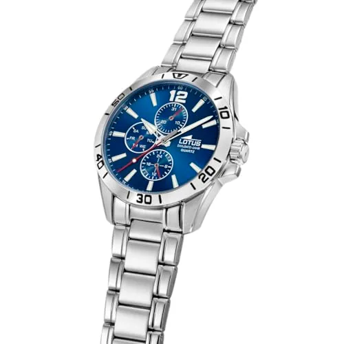 LOTUS ▫️ Relógio para homem, analógico, em aço inoxidável 316L prateado - Mecanismo de quartzo - Vidro mineral de alta resistência - Resistente à água até 5 ATM - Multifunções 18812 Trendy 2