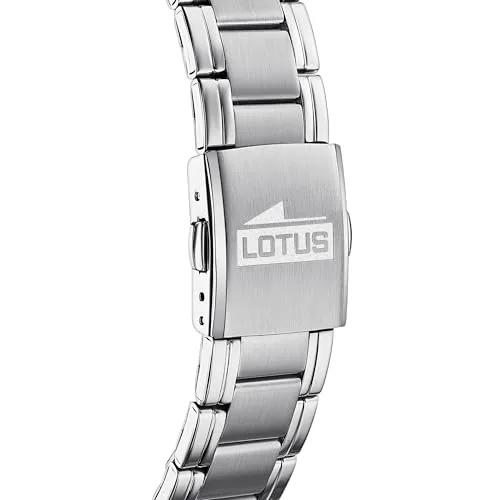 LOTUS ▫️ Relógio para homem, analógico, em aço inoxidável 316L prateado - Mecanismo de quartzo - Vidro mineral de alta resistência - Resistente à água até 5 ATM - Multifunções 18812 Trendy 4