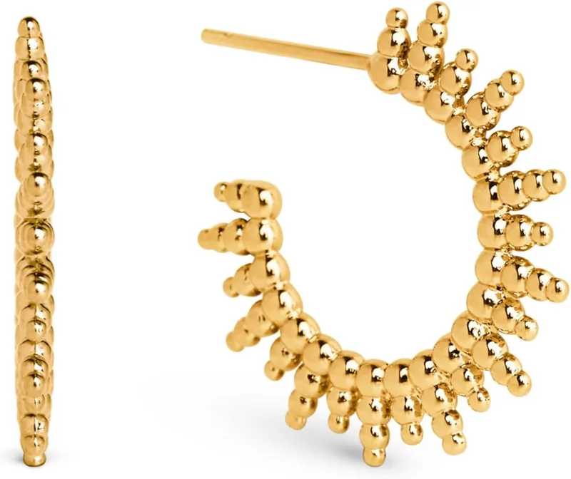 SINGULARU ▫️ Brincos Pebbles Sun - Brincos em latão com acabamento banhado a ouro de 18 quilates ou ródio - Brincos de argola com fecho de porca de pressão - Joias para mulher