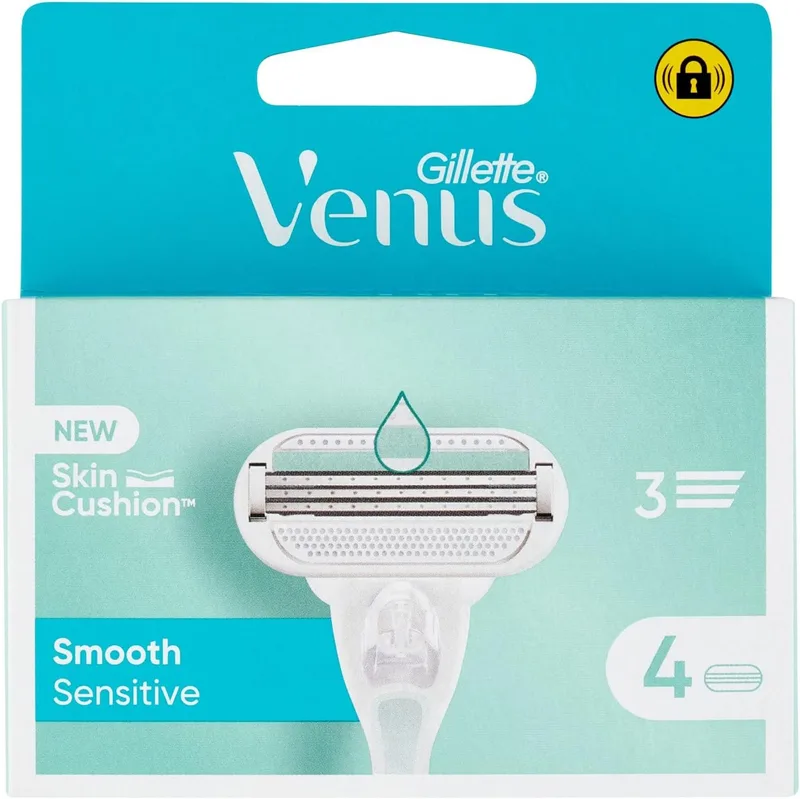 Gillette Venus ▫️ Deluxe Suave Sensitive - Recargas para máquina de barbear feminina, embalagem de 4, com 5 lâminas para um barbear suave e duradouro