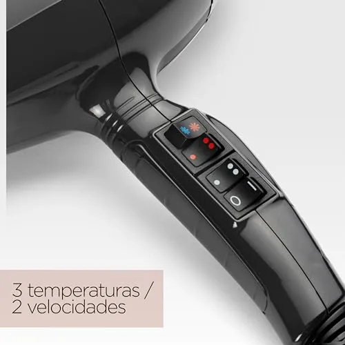 BaByliss ▫️ Secador de cabelo Italian Air Pro com difusor - Motor CA profissional, alta potência de 2200 W, tecnologia iónica anti-frizz, 2 temperaturas e 2 velocidades, fabricado em Itália, preto, 6719DE 5
