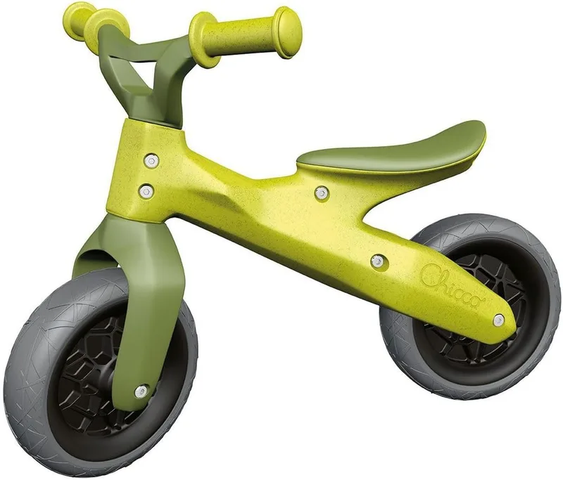 Chicco ▫️ Eco Bicycle, bicicleta para crianças dos 18 meses aos 3 anos (até 25 kg), bicicleta de equilíbrio sem pedais, guiador e selim ergonómicos, rodas resistentes a furos, 80% plástico reciclado, verde