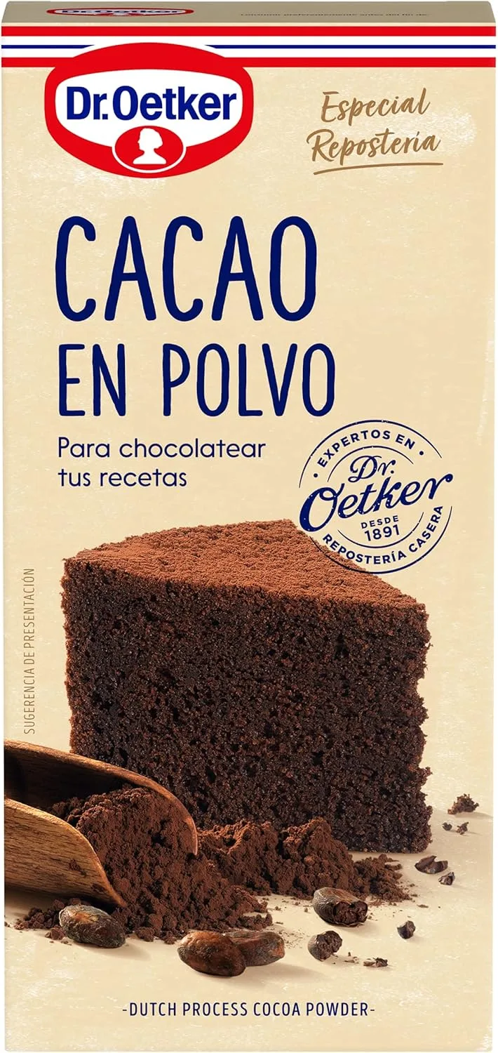 Dr. Oetker ▫️ DR. Cacau em pó OETKER, sem adição de açúcar e com baixa acidez, especialmente como ingrediente ou decoração para receitas de pastelaria e confeitaria - Embalagem de 100 gramas