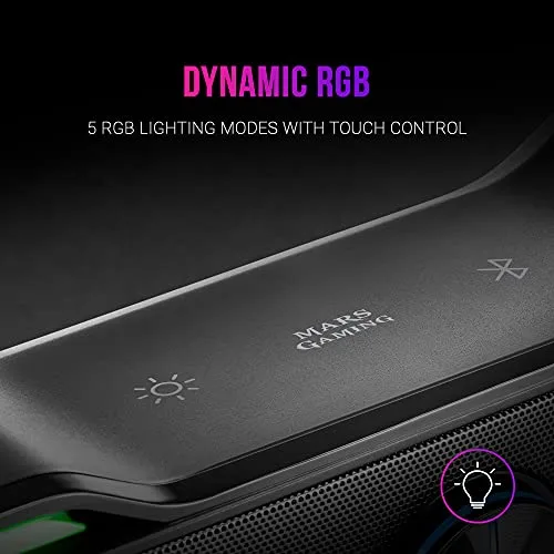 Mars Gaming ▫️ MSBX, Barra de som para jogos de 10 W, iluminação RGB dinâmica, processador de som DSP, Bluetooth 5.0 + tomada, som espacial multinível, preto 3