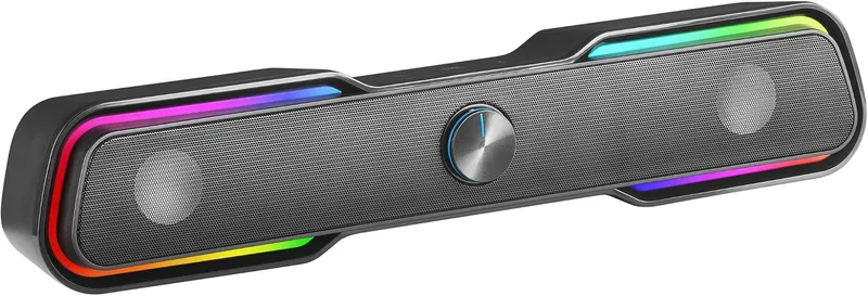 Mars Gaming ▫️ MSBX, Barra de som para jogos de 10 W, iluminação RGB dinâmica, processador de som DSP, Bluetooth 5.0 + tomada, som espacial multinível, preto