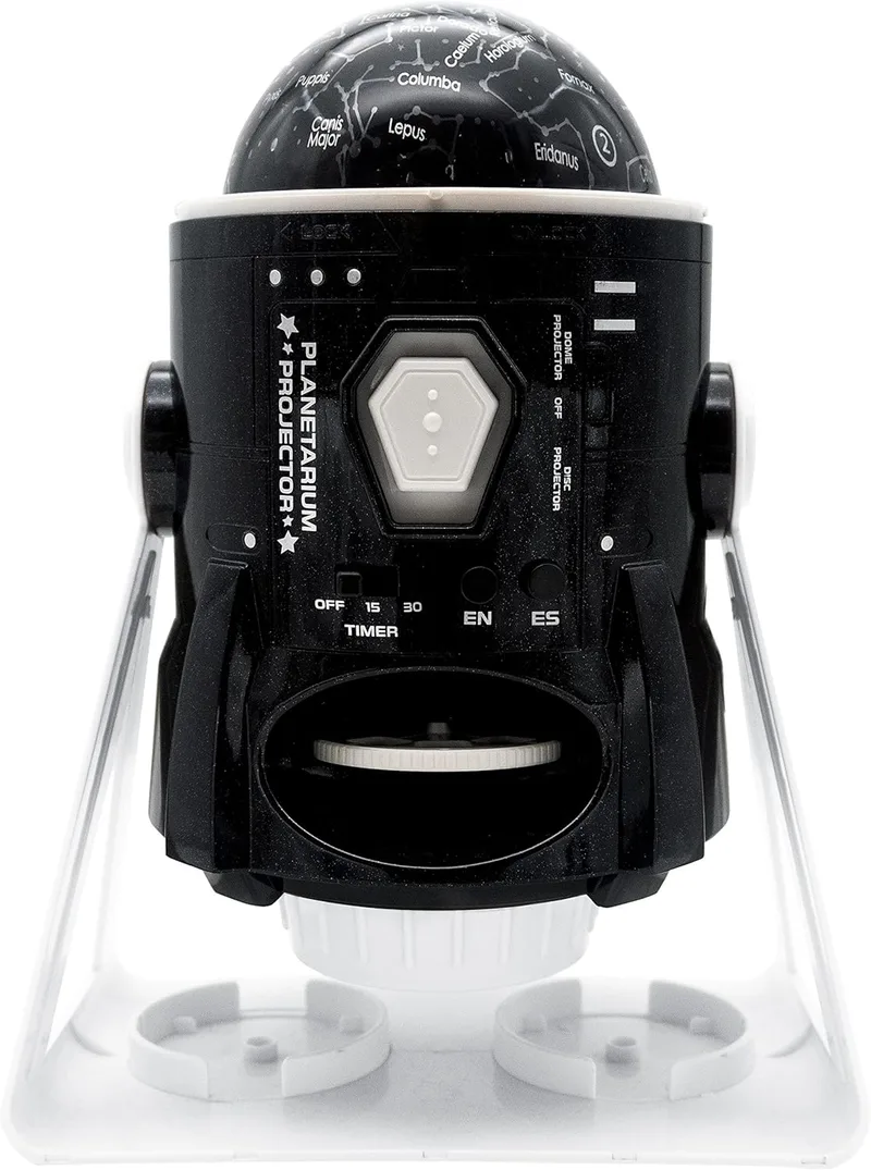 LEXIBOOK ▫️ projetor de planetário 2 em 1 com constelações e imagens, bilingue inglês-espanhol, 24 imagens para descobrir o espaço, 2 cúpulas de constelações, haste, preto/branco, NLJ181i2