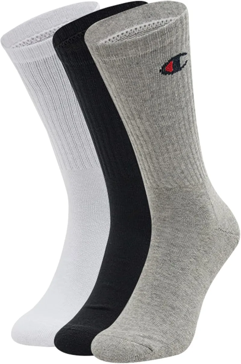 Champion ▫️ Core 3pp Crew Socks Unisex Adulto (Conjunto de 3)