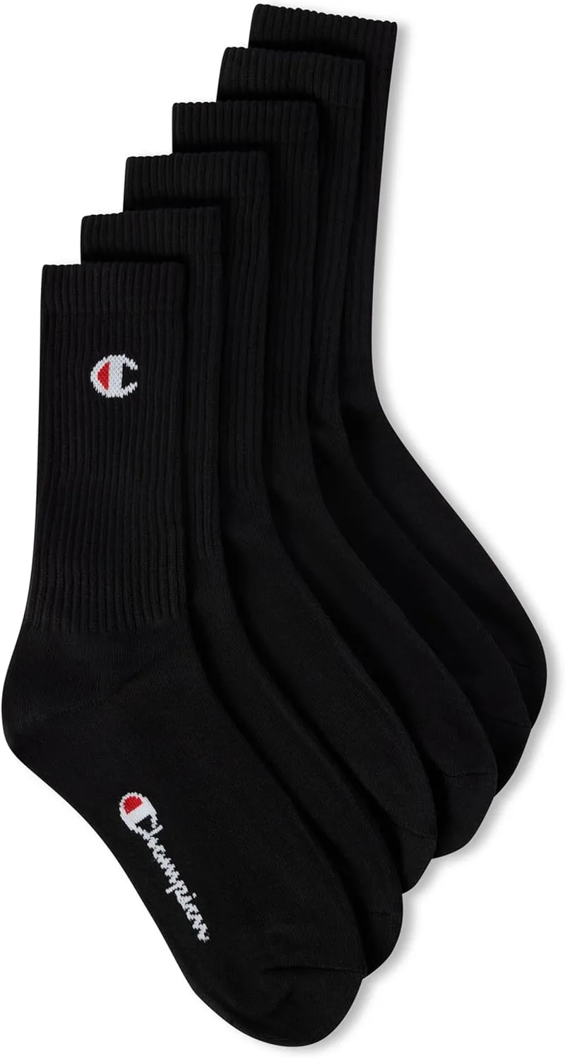 Champion ▫️ Socks Basics 6pk Crew Socks Meias unissexo para adultos (6 unidades)