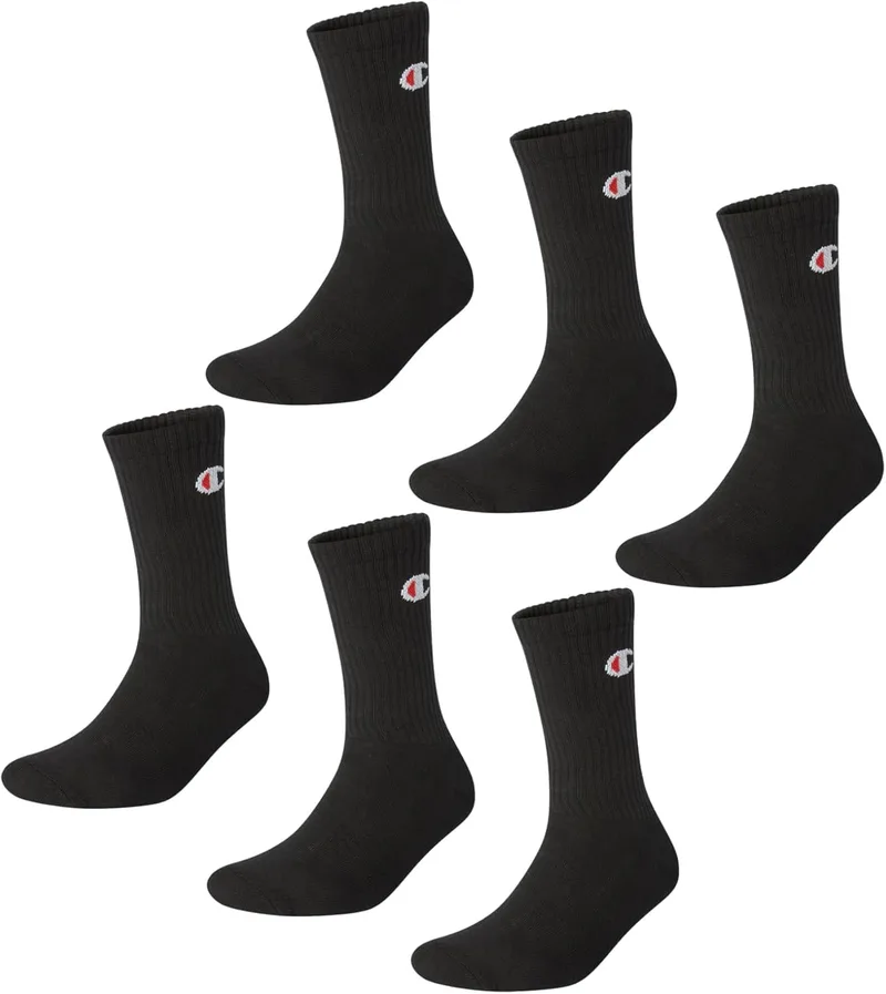 Champion ▫️ Socks Basics 6pk Crew Socks Meias unissexo para adultos (6 unidades)