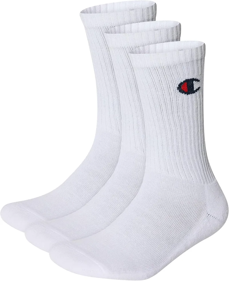 Champion ▫️ Core 3pp Crew Socks Unisex Adulto (Conjunto de 3)