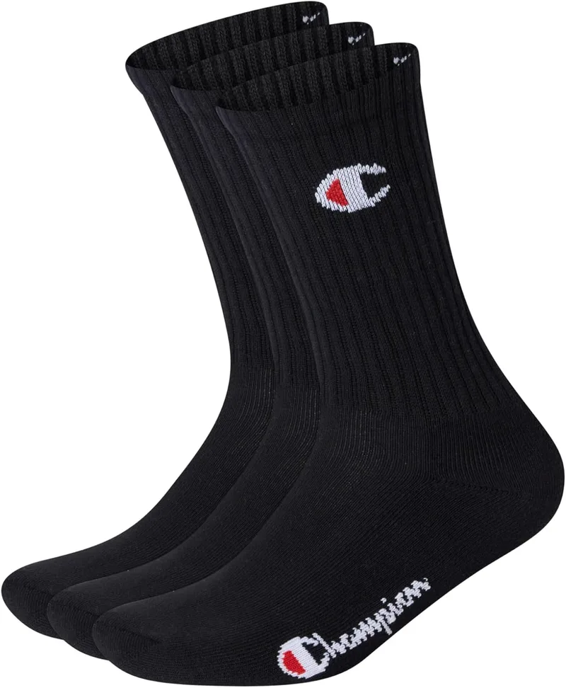 Champion ▫️ Core 3pp Crew Socks Unisex Adulto (Conjunto de 3)