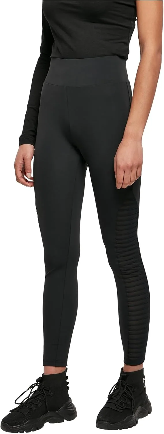 Urban Classics ▫️ Leggings de malha técnica estilo motoqueiro de cintura alta para mulher