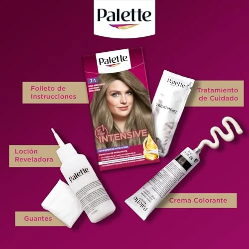 Schwarzkopf ▫️ Palette Intensive Creme Color 7-1 Loiro Médio Cinza, tintura permanente com óleo de macadâmia e amêndoas, cobre 100% dos cabelos brancos e das raízes, para um cabelo radiante, Embalagem de 3 5