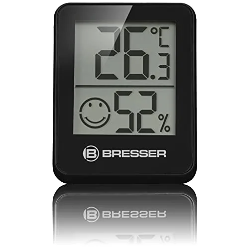 Bresser ▫️ Conjunto de 6 indicadores termohigrométricos Temeo Hygro, para colocar em pé ou fixar na parede, com indicador do clima ambiente, pretos 2