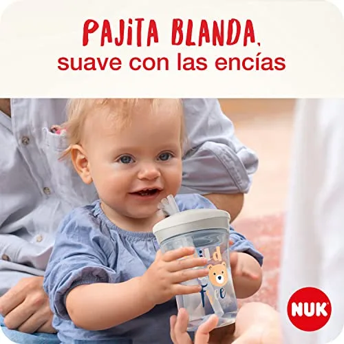 NUK ▫️ Copo Action Cup para crianças | +12 meses | Palhinha macia com mecanismo de rotação | À prova de fugas | Sem BPA | 230 ml | Leopardo (verde) | 1 unidade 2