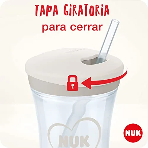 NUK ▫️ Copo Action Cup para crianças | +12 meses | Palhinha macia com mecanismo de rotação | À prova de fugas | Sem BPA | 230 ml | Leopardo (verde) | 1 unidade 3