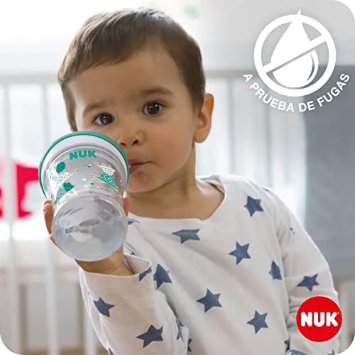 NUK ▫️ Copo Action Cup para crianças | +12 meses | Palhinha macia com mecanismo de rotação | À prova de fugas | Sem BPA | 230 ml | Leopardo (verde) | 1 unidade 5