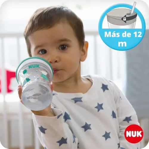 NUK ▫️ Conjunto para aprender a beber com treino, para principiantes (a partir dos 6 meses), copo mágico de 360° (a partir dos 8 meses) e caneca de ação para crianças pequenas (a partir dos 12 meses), 230 ml, sem BPA, gato amarelo 5