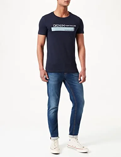 TOM TAILOR Denim ▫️ TOM TAILOR Camiseta de ganga com logótipo impresso para homem 3