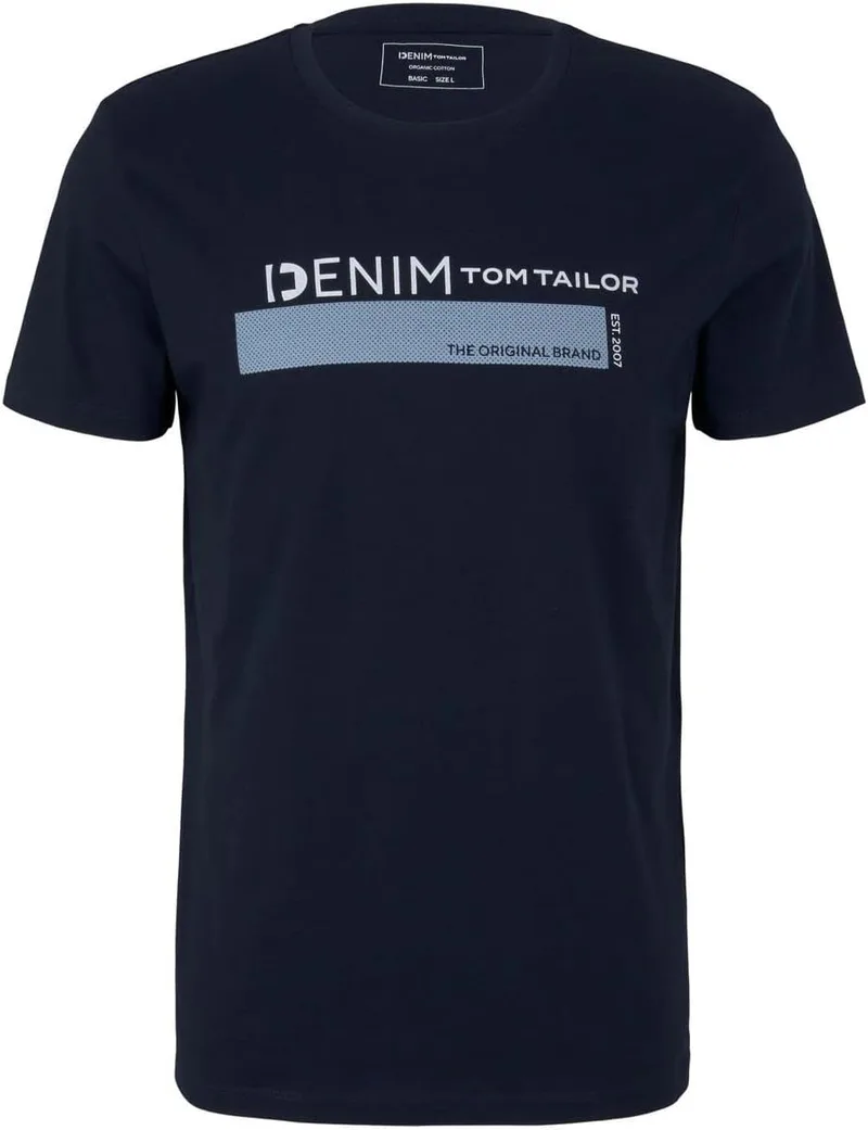 TOM TAILOR Denim ▫️ TOM TAILOR Camiseta de ganga com logótipo impresso para homem