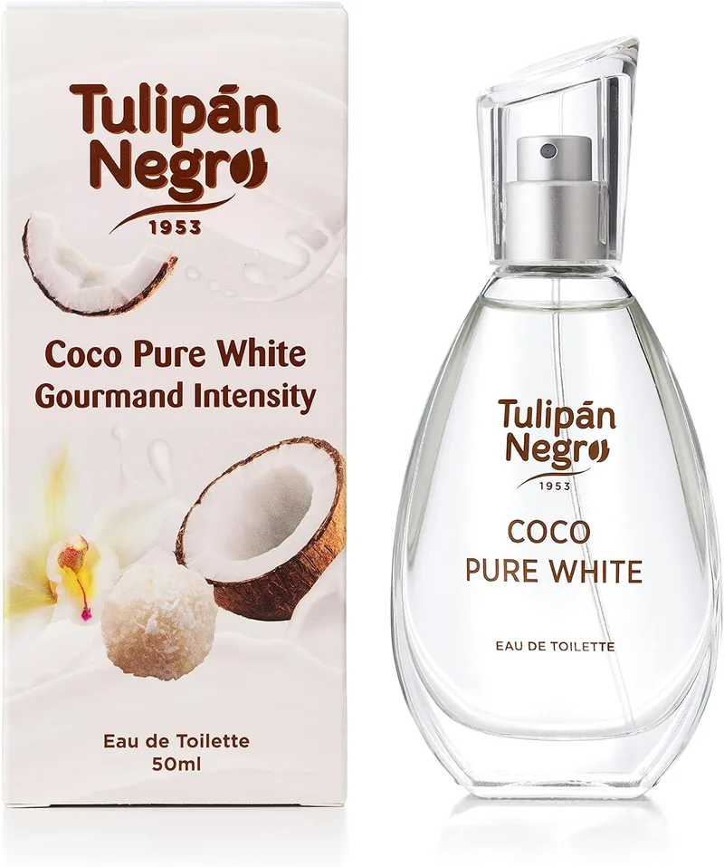 TULIPAN NEGRO ▫️ Tulipán Negro - Água de Colónia Coco Pure White, Fragrância Doce e Tropical, Água de Colónia Unissexo Leve para Uso Diário, 50 ml