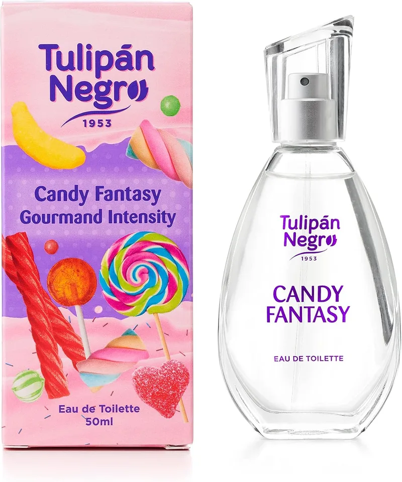 TULIPAN NEGRO ▫️ Tulipán Negro - Água de Colónia Candy Fantasy, Fragrância Doce e Apetitosa, Água de Colónia Unissexo Leve para Uso Diário, 50 ml