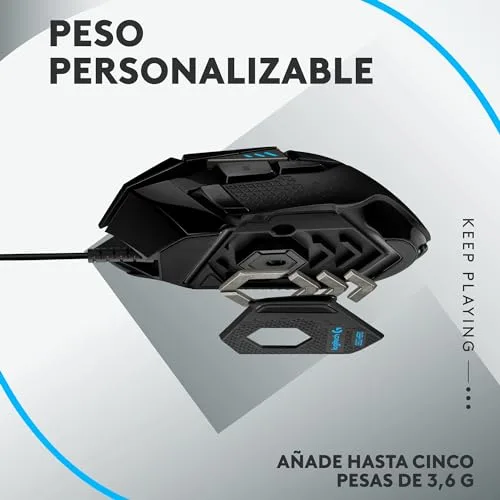 Logitech G ▫️ G502 HERO – Rato com fio e G213, teclado RGB para jogos, botões programáveis, pesos ajustáveis, teclado retroiluminado ajustável, para PC/portáteis, disposição QWERTY ES, preto 4