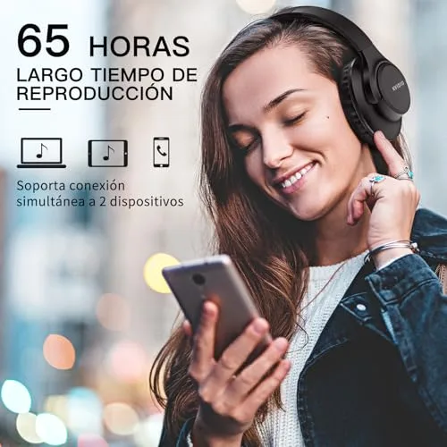 KVIDIO ▫️ Auscultadores sem fios Bluetooth com arnês, 65 horas de autonomia e som Hi-Fi 2