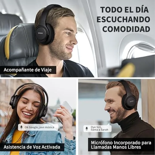 KVIDIO ▫️ Auscultadores sem fios Bluetooth com arnês, 65 horas de autonomia e som Hi-Fi 5