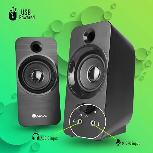 NGS ▫️ SB350, Altifalante para PC de 12 W com ligação USB, cor preta 6
