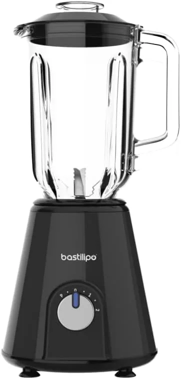 Bastilipo ▫️ Liquidificador BVA-800 N - Liquidificador de 800 W com 6 lâminas de aço inoxidável e jarro de vidro de 1,5 litros - 2 velocidades com função Pulse