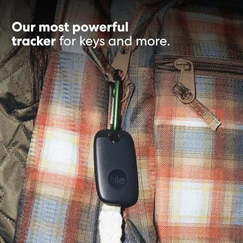 Tile ▫️ Pro (2022) localizador de objetos Bluetooth, embalagem com 1 unidade, raio de localização de 120 m, bateria com duração de 1 ano, compatível com Alexa, Google Smart Home, iOS e Android, localiza chaves, comandos remotos e muito mais, preto 2