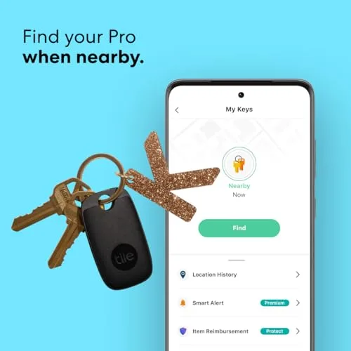 Tile ▫️ Pro (2022) localizador de objetos Bluetooth, embalagem com 1 unidade, raio de localização de 120 m, bateria com duração de 1 ano, compatível com Alexa, Google Smart Home, iOS e Android, localiza chaves, comandos remotos e muito mais, preto 3