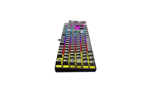 KROM ▫️ KASIC – Teclado mecânico para jogos com RGB, com switches vermelhos, disposição de teclas espanhola, retroiluminação arco-íris, 25 teclas com anti-ghosting e 12 teclas multimédia, modo de jogo, ligação USB – Preto 3