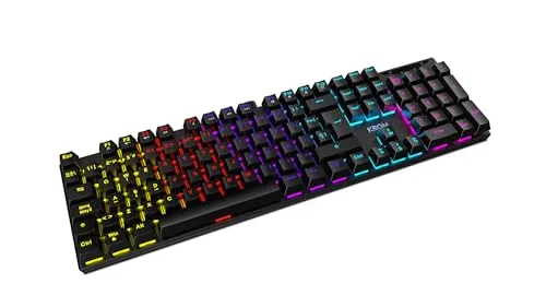 KROM ▫️ KASIC – Teclado mecânico para jogos com RGB, com switches vermelhos, disposição de teclas espanhola, retroiluminação arco-íris, 25 teclas com anti-ghosting e 12 teclas multimédia, modo de jogo, ligação USB – Preto 4