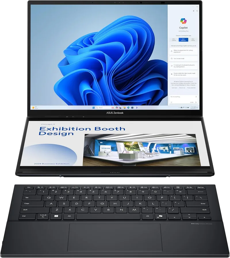 ASUS ▫️ Zenbook Duo OLED UX8406CA-QL335W - Portátil de 14" WUXGA (Intel Core Ultra 7 255H, 32 GB de RAM, SSD de 1 TB, ARC 140T, Windows 11 Home) Cinza Tintero - Teclado QWERTY espanhol