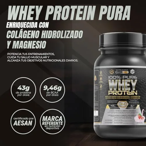 Healthy FUSION ▫️ Whey Protein | Proteína pura com colagénio, magnésio e vitamina B6 | 43 g de proteína + 9 g de BCAA | Melhora os teus treinos, aumenta a massa muscular e fortalece as articulações | 1 kg 2