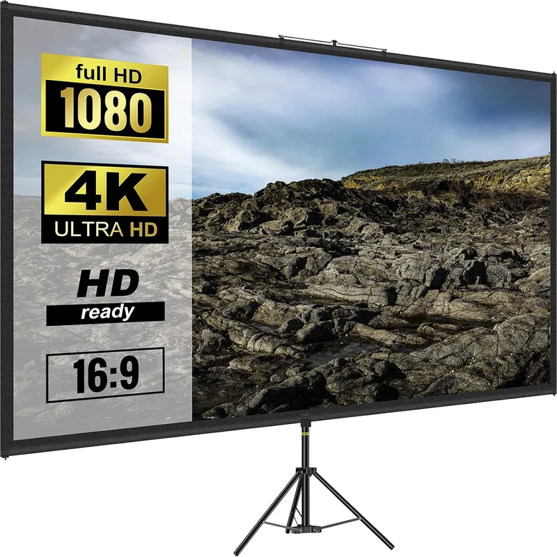 VEVOR ▫️ Ecrã de projetor Ecrã de projetor HD de 80" 16:9 4K com tripé Altura ajustável 200-250 cm Portátil 178 x 100 cm para apresentação de cinema em casa