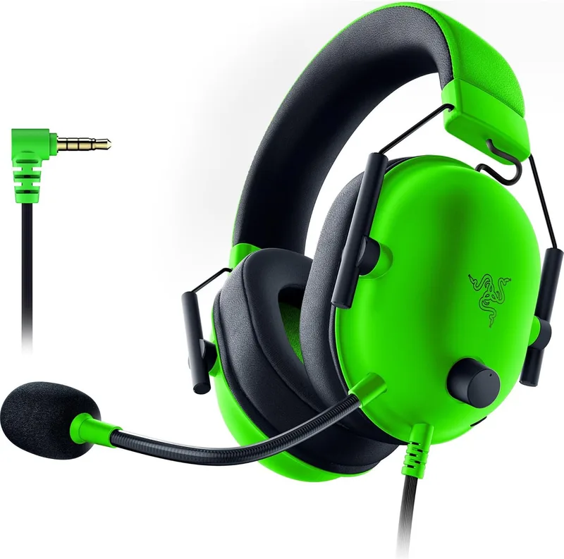 Razer ▫️ BlackShark V2 X - Auscultadores para jogos (altifalantes de titânio de 50 mm, microfone cardioide, cancelamento de ruído passivo avançado para PC, Mac, PS4, Xbox One e Switch) Verde