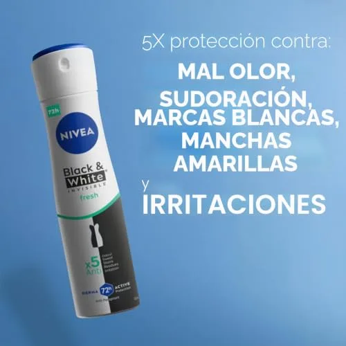 NIVEA ▫️ Spray antitranspirante fresco em preto e branco, 150 ml 5