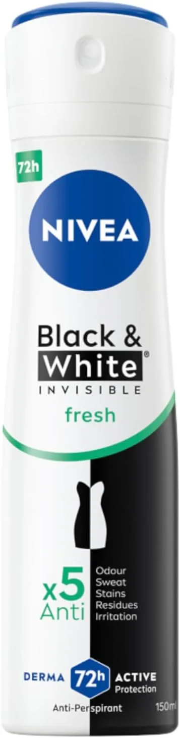 NIVEA ▫️ Spray antitranspirante fresco em preto e branco, 150 ml